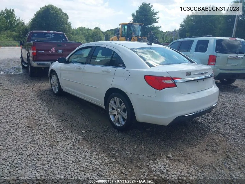 2012 Chrysler 200 Lx VIN: 1C3CCBAB0CN317028 Lot: 40008737