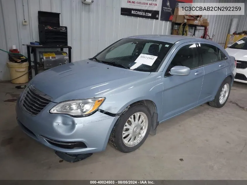 2012 Chrysler 200 Lx VIN: 1C3CCBAB2CN292259 Lot: 40024503