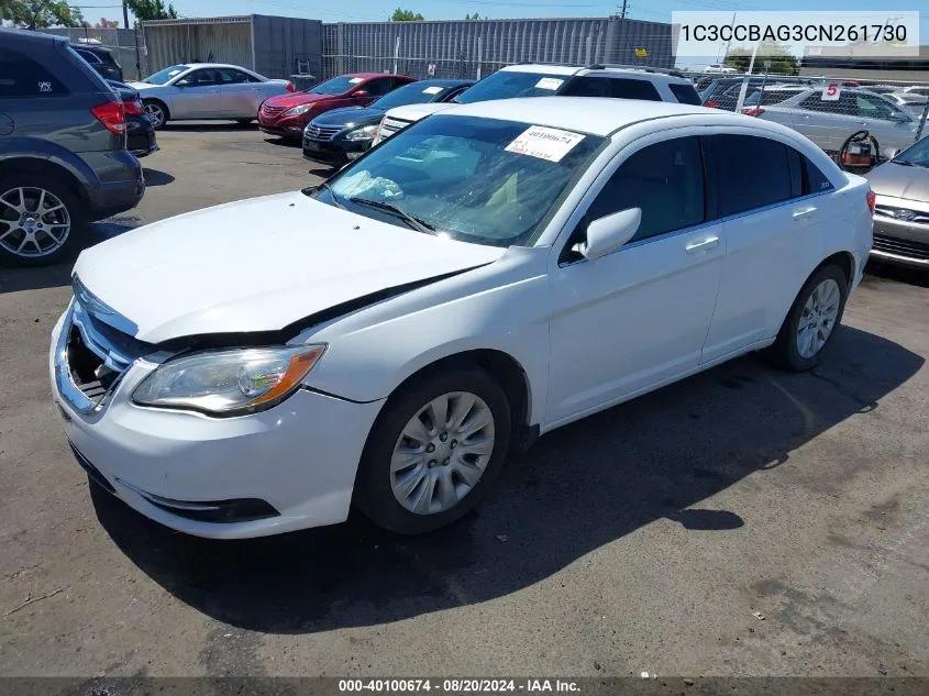 1C3CCBAG3CN261730 2012 Chrysler 200 Lx