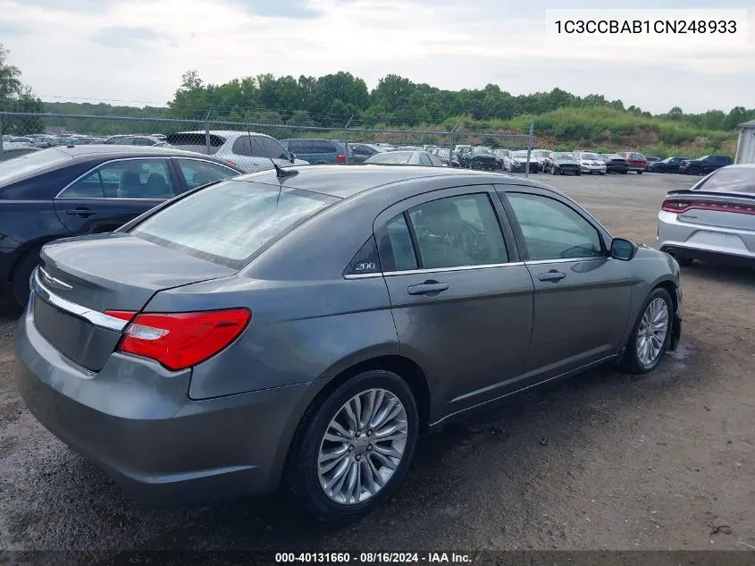 1C3CCBAB1CN248933 2012 Chrysler 200 Lx