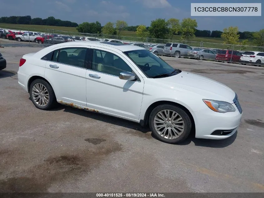 2012 Chrysler 200 Limited VIN: 1C3CCBCB8CN307778 Lot: 40151525