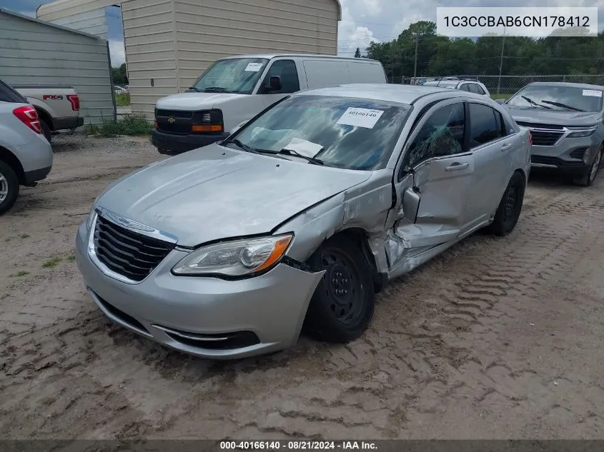 2012 Chrysler 200 Lx VIN: 1C3CCBAB6CN178412 Lot: 40166140