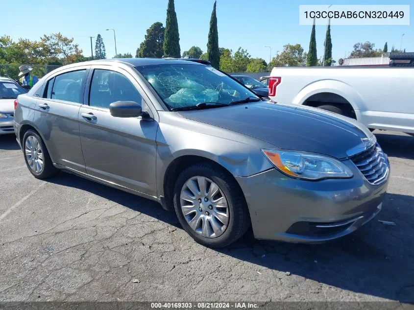 2012 Chrysler 200 Lx VIN: 1C3CCBAB6CN320449 Lot: 40169303