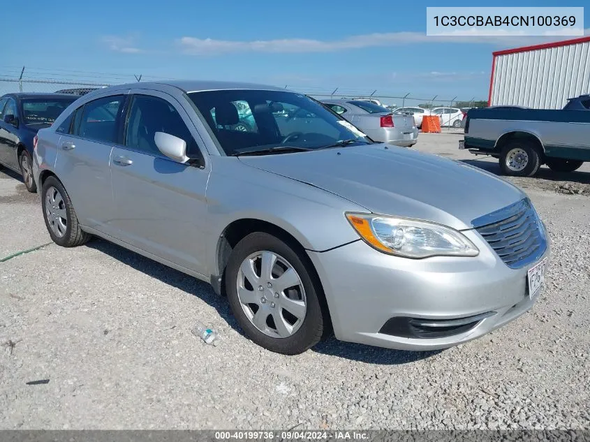 1C3CCBAB4CN100369 2012 Chrysler 200 Lx