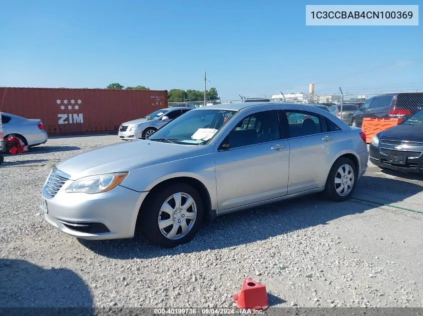 2012 Chrysler 200 Lx VIN: 1C3CCBAB4CN100369 Lot: 40199736