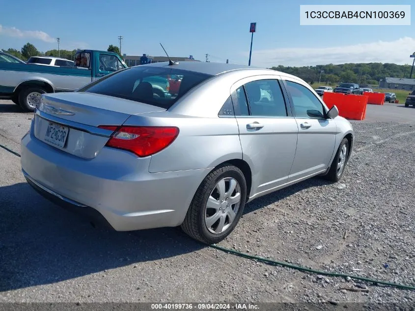 2012 Chrysler 200 Lx VIN: 1C3CCBAB4CN100369 Lot: 40199736