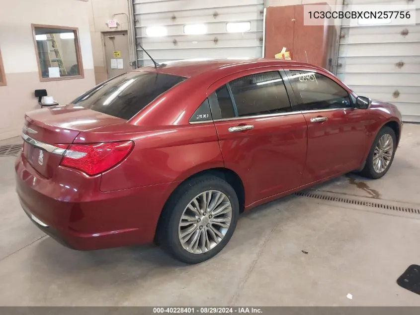 2012 Chrysler 200 Limited VIN: 1C3CCBCBXCN257756 Lot: 40228401