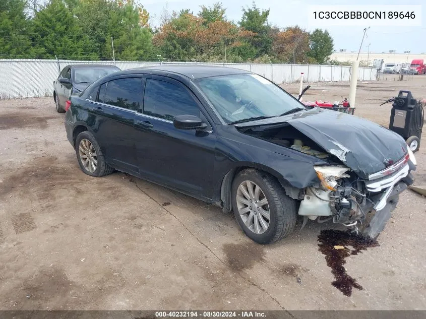 2012 Chrysler 200 Touring VIN: 1C3CCBBB0CN189646 Lot: 40232194