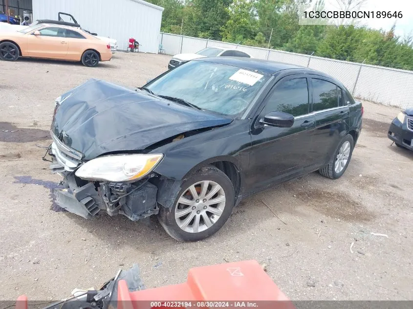 2012 Chrysler 200 Touring VIN: 1C3CCBBB0CN189646 Lot: 40232194