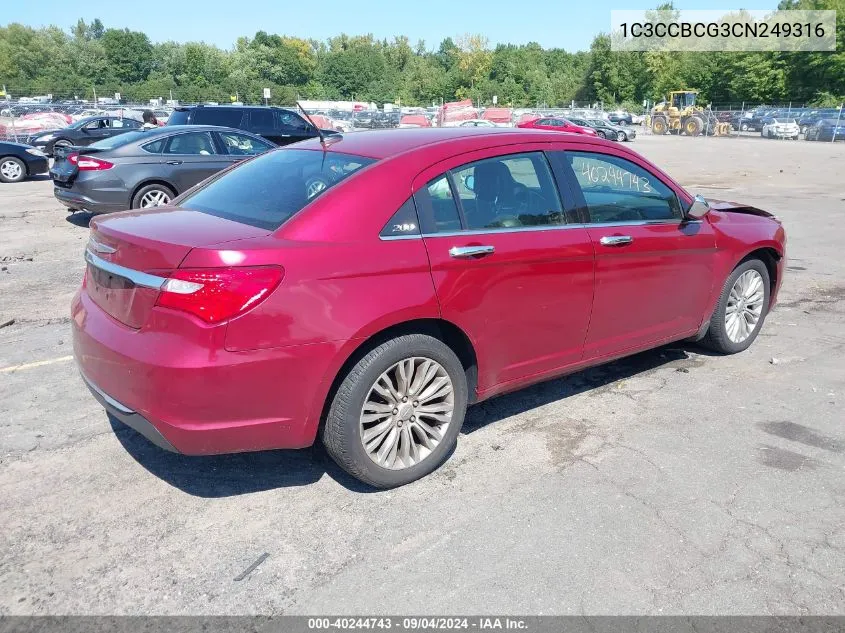 2012 Chrysler 200 Limited VIN: 1C3CCBCG3CN249316 Lot: 40244743