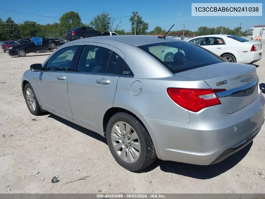 2012 Chrysler 200 Lx VIN: 1C3CCBAB6CN241038 Lot: 40253099