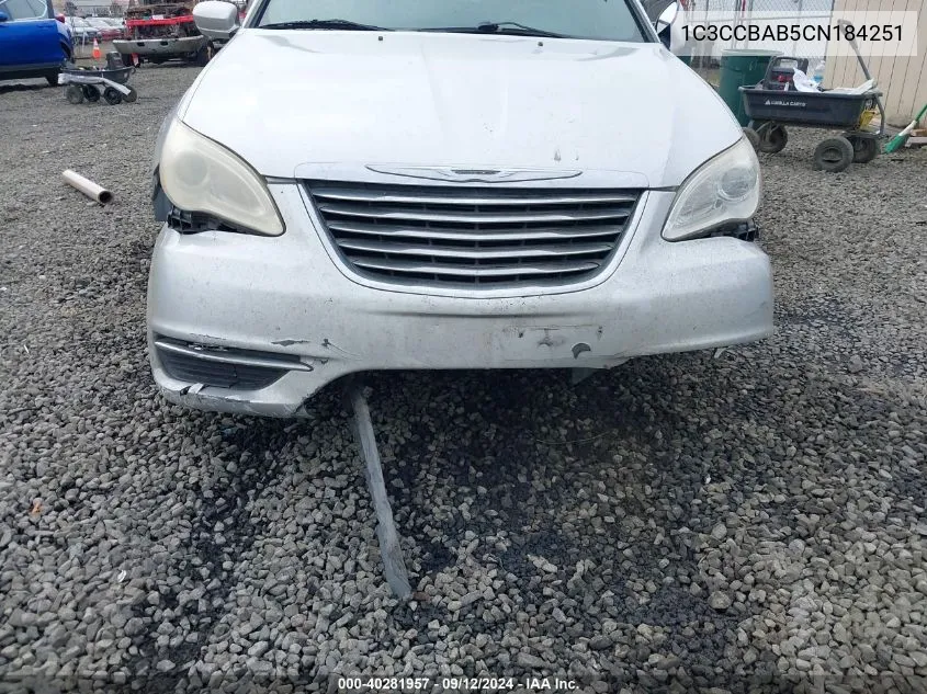 2012 Chrysler 200 Lx VIN: 1C3CCBAB5CN184251 Lot: 40281957