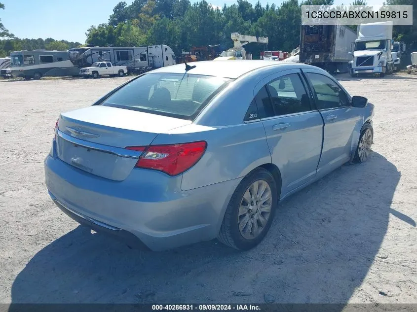 2012 Chrysler 200 Lx VIN: 1C3CCBABXCN159815 Lot: 40286931