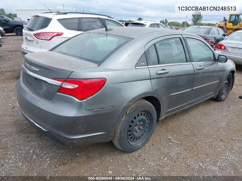 2012 Chrysler 200 Lx VIN: 1C3CCBAB1CN248513 Lot: 40288545