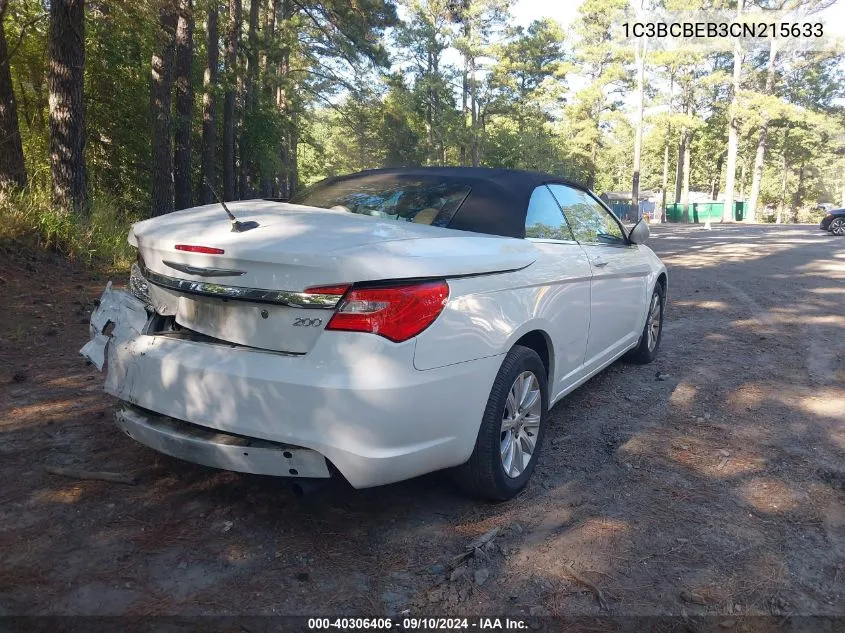 2012 Chrysler 200 Touring VIN: 1C3BCBEB3CN215633 Lot: 40306406