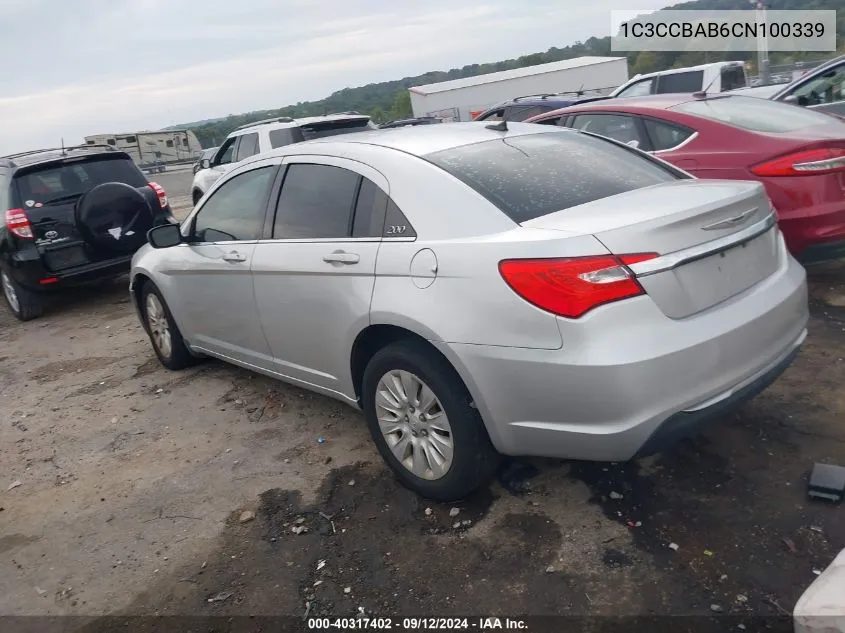 2012 Chrysler 200 Lx VIN: 1C3CCBAB6CN100339 Lot: 40317402