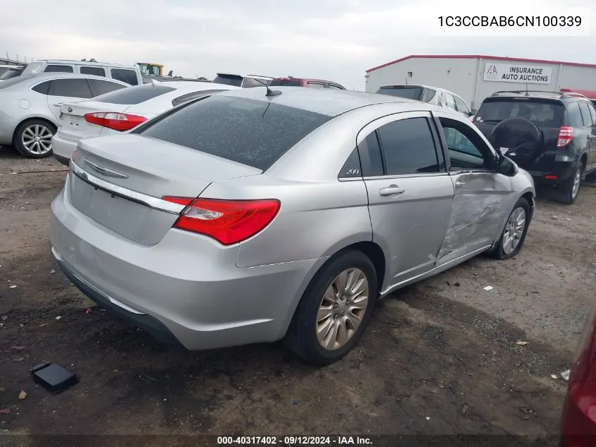 1C3CCBAB6CN100339 2012 Chrysler 200 Lx