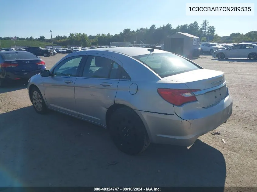 2012 Chrysler 200 Lx VIN: 1C3CCBAB7CN289535 Lot: 40324747