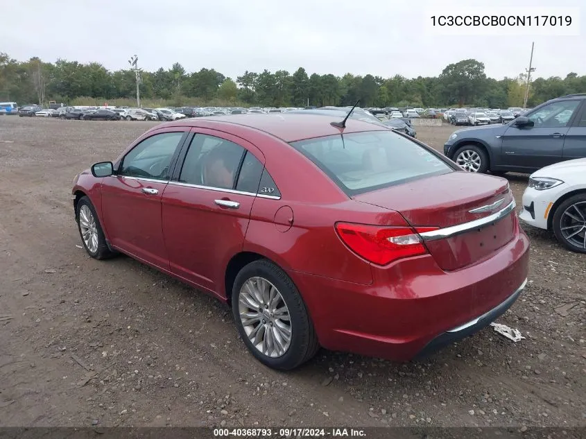 2012 Chrysler 200 Limited VIN: 1C3CCBCB0CN117019 Lot: 40368793