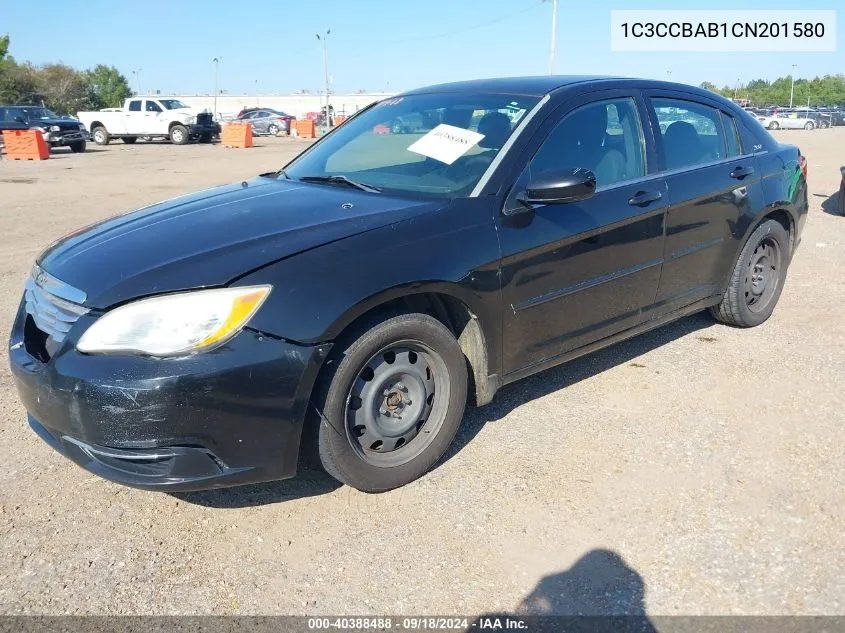 2012 Chrysler 200 Lx VIN: 1C3CCBAB1CN201580 Lot: 40388488