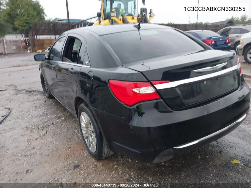 2012 Chrysler 200 Lx VIN: 1C3CCBABXCN330255 Lot: 40449739