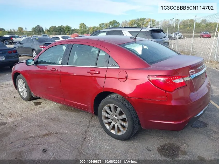 2012 Chrysler 200 Touring VIN: 1C3CCBBB5CN114702 Lot: 40549875