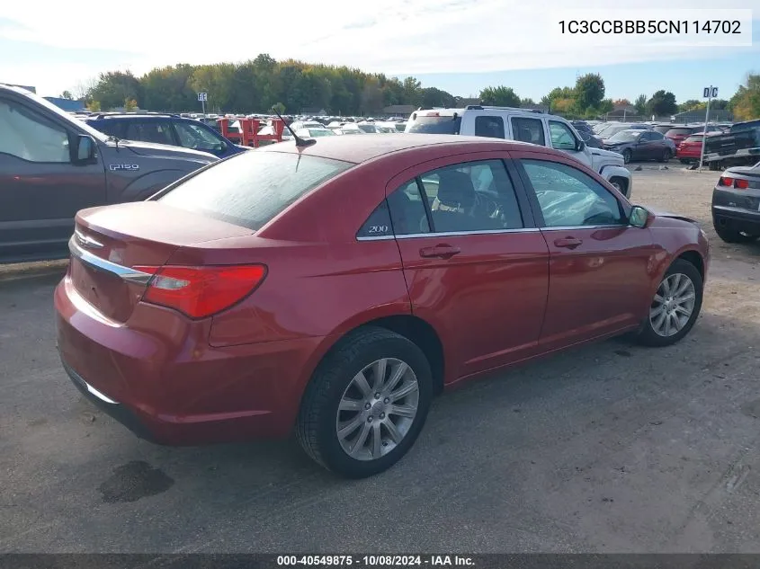 2012 Chrysler 200 Touring VIN: 1C3CCBBB5CN114702 Lot: 40549875