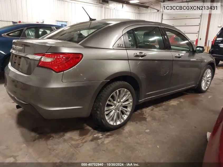 2012 Chrysler 200 Limited VIN: 1C3CCBCGXCN213431 Lot: 40702940