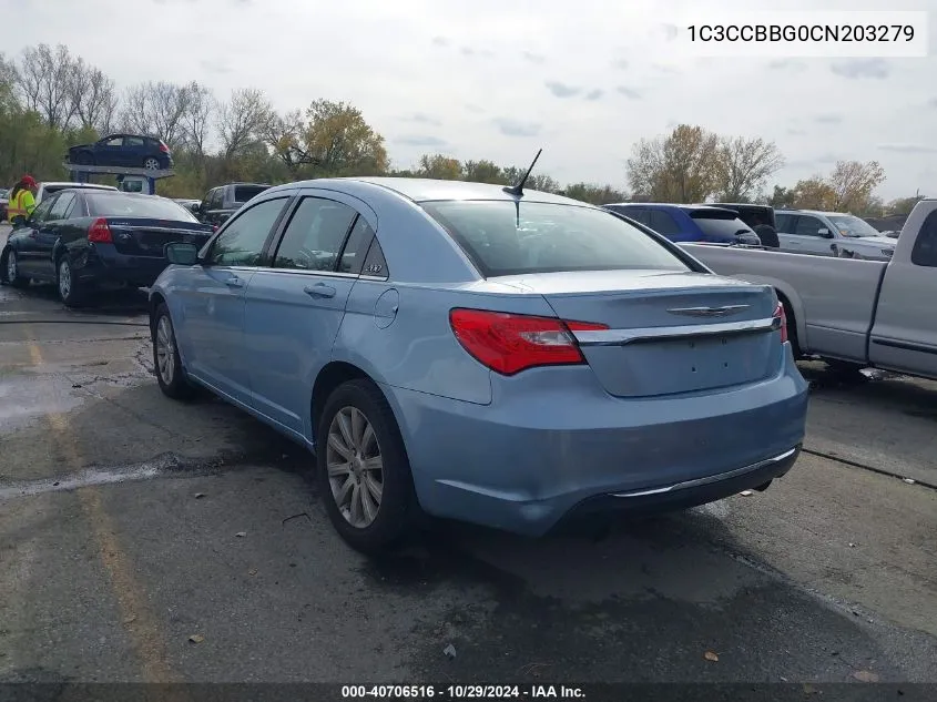 2012 Chrysler 200 Touring VIN: 1C3CCBBG0CN203279 Lot: 40706516