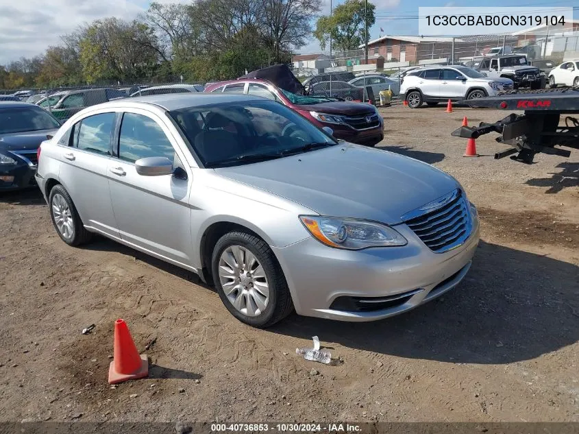 2012 Chrysler 200 Lx VIN: 1C3CCBAB0CN319104 Lot: 40736853