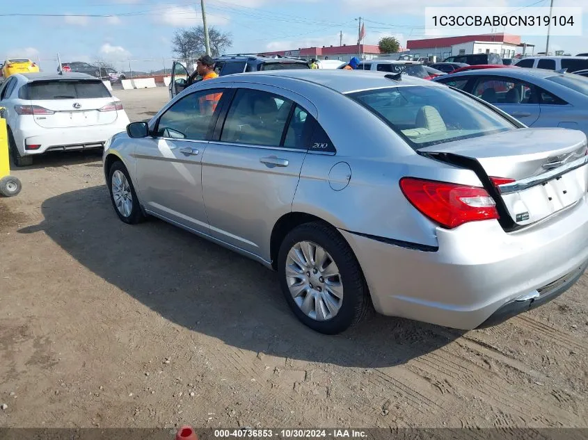 2012 Chrysler 200 Lx VIN: 1C3CCBAB0CN319104 Lot: 40736853