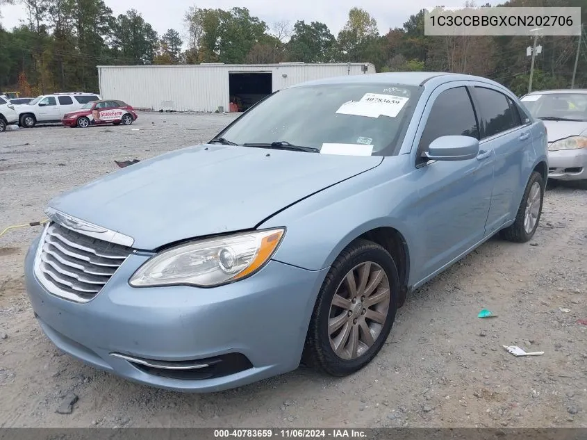 2012 Chrysler 200 Touring VIN: 1C3CCBBGXCN202706 Lot: 40783659