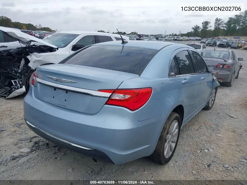 2012 Chrysler 200 Touring VIN: 1C3CCBBGXCN202706 Lot: 40783659