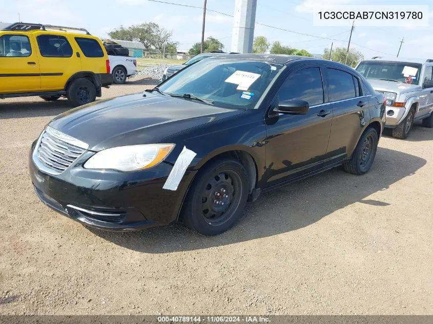 2012 Chrysler 200 Lx VIN: 1C3CCBAB7CN319780 Lot: 40789144