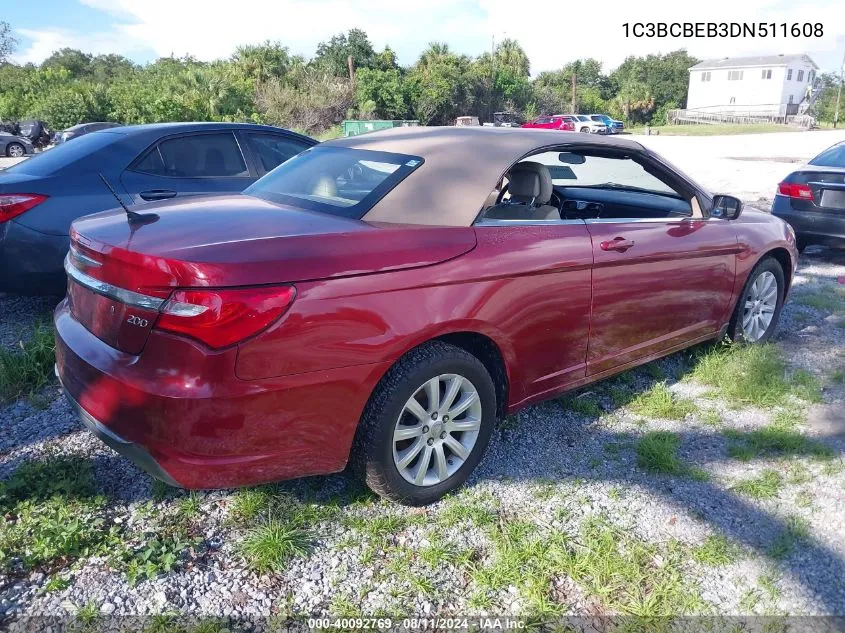 2013 Chrysler 200 Touring VIN: 1C3BCBEB3DN511608 Lot: 40092769