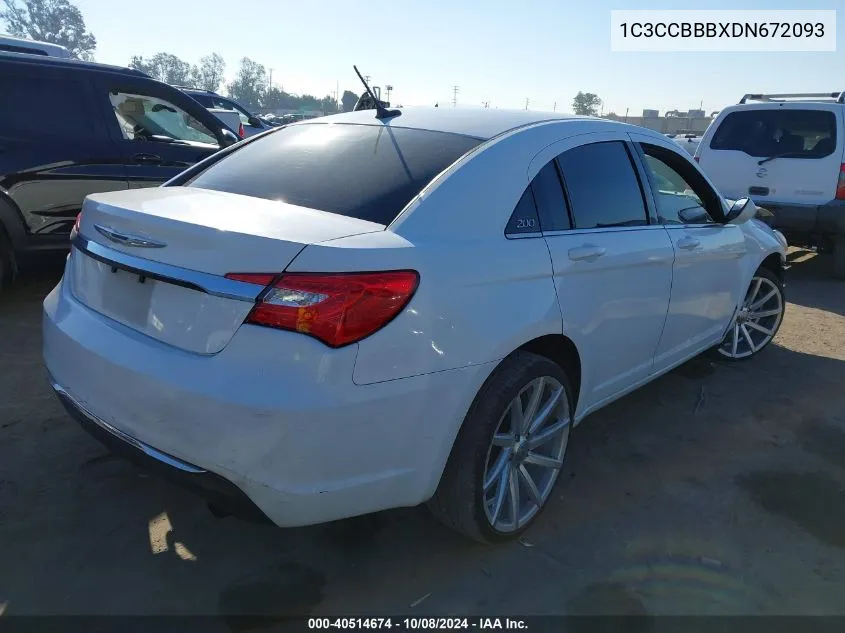 2013 Chrysler 200 Touring VIN: 1C3CCBBBXDN672093 Lot: 40514674