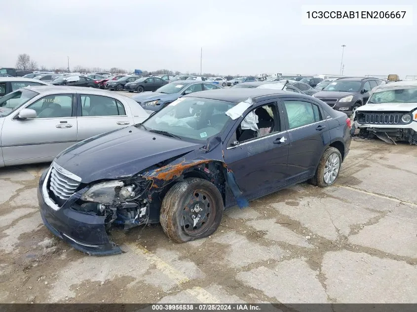 2014 Chrysler 200 Lx VIN: 1C3CCBAB1EN206667 Lot: 39956538