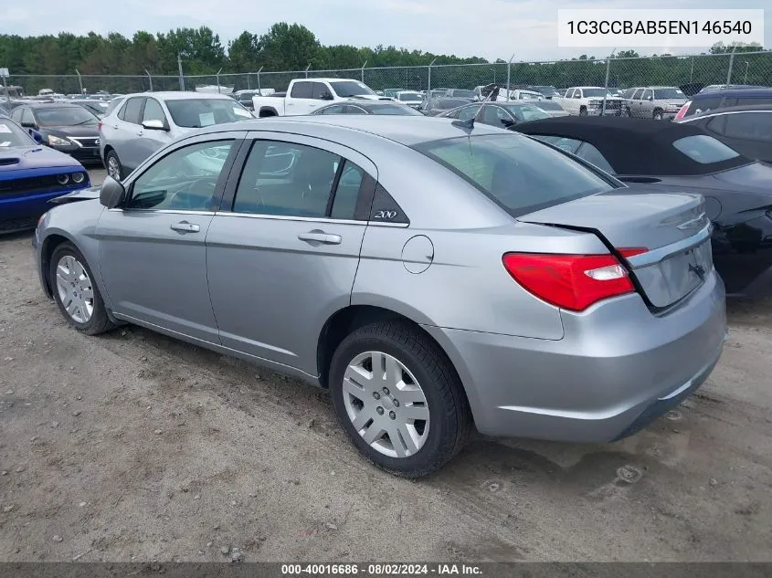 2014 Chrysler 200 Lx VIN: 1C3CCBAB5EN146540 Lot: 40016686