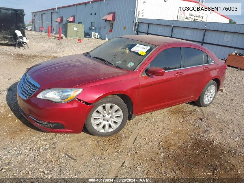 2014 Chrysler 200 Lx VIN: 1C3CCBAB8EN176003 Lot: 40178834