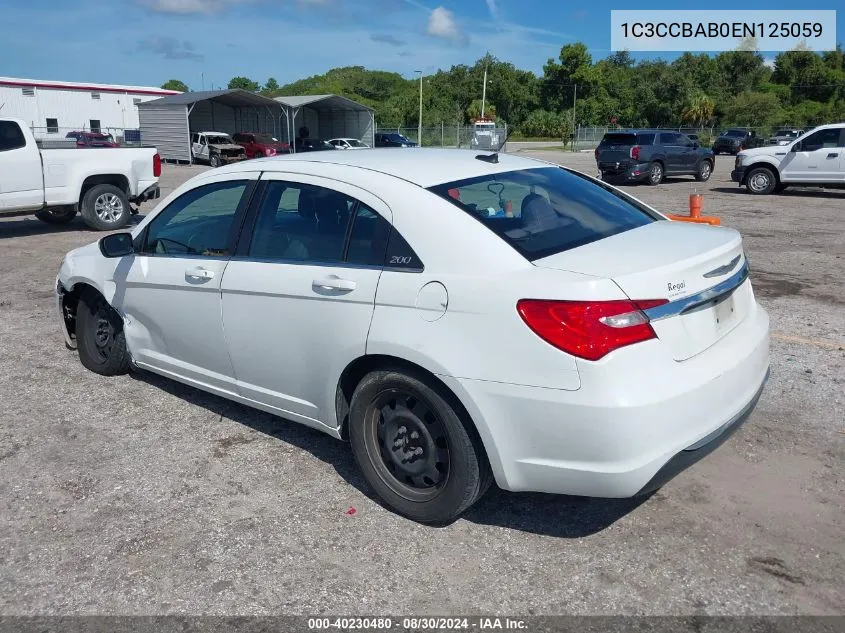 2014 Chrysler 200 Lx VIN: 1C3CCBAB0EN125059 Lot: 40230480