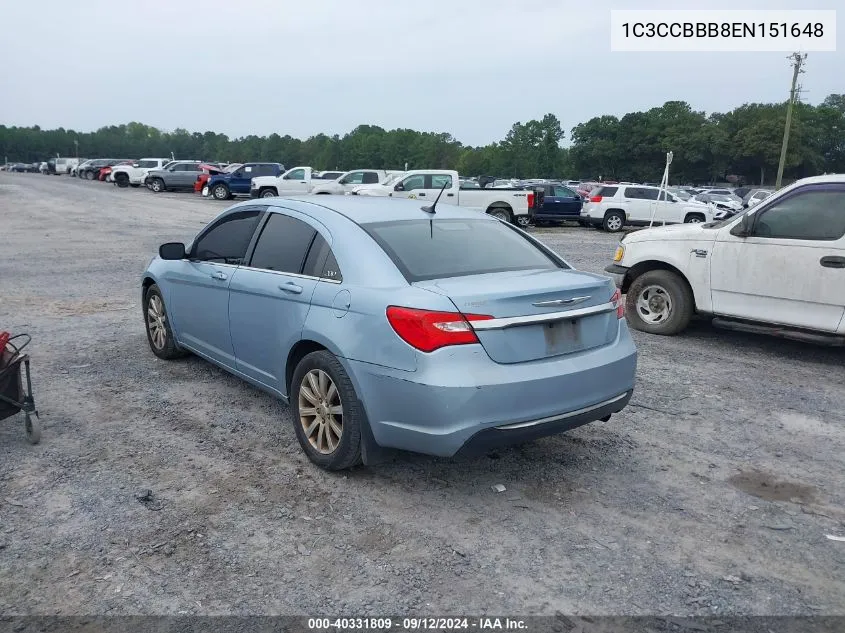 2014 Chrysler 200 Touring VIN: 1C3CCBBB8EN151648 Lot: 40331809