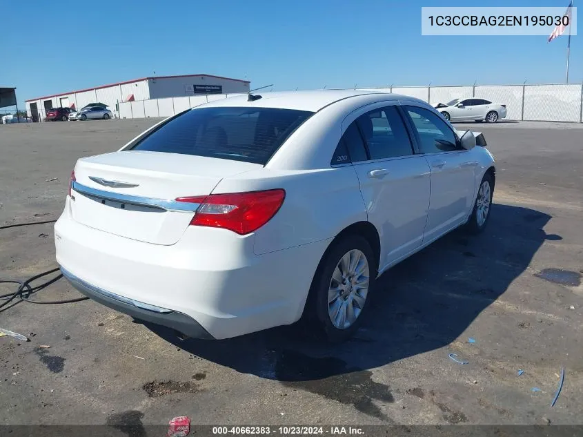 2014 Chrysler 200 Lx VIN: 1C3CCBAG2EN195030 Lot: 40662383