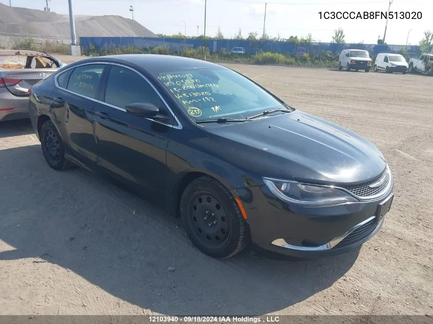 2015 Chrysler 200 Limited VIN: 1C3CCCAB8FN513020 Lot: 12103940