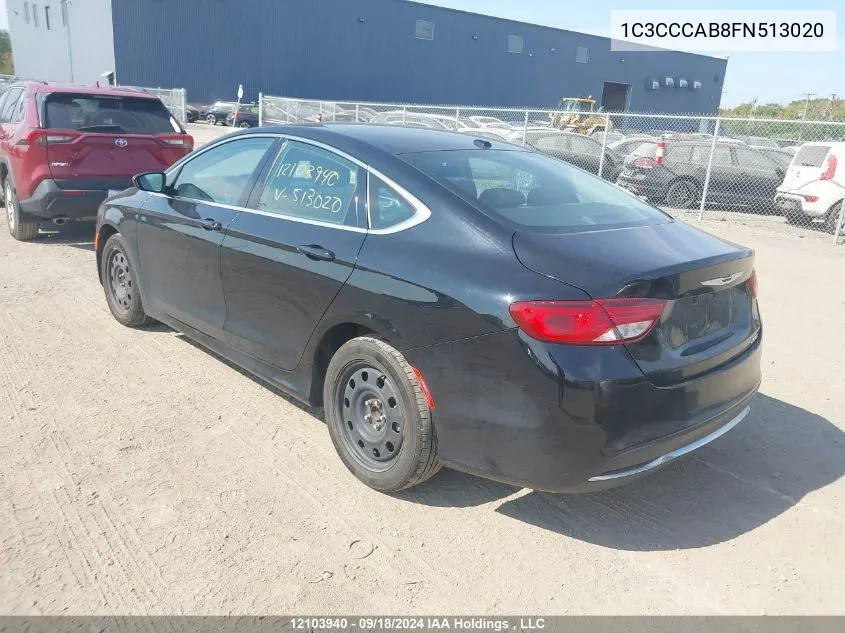 2015 Chrysler 200 Limited VIN: 1C3CCCAB8FN513020 Lot: 12103940