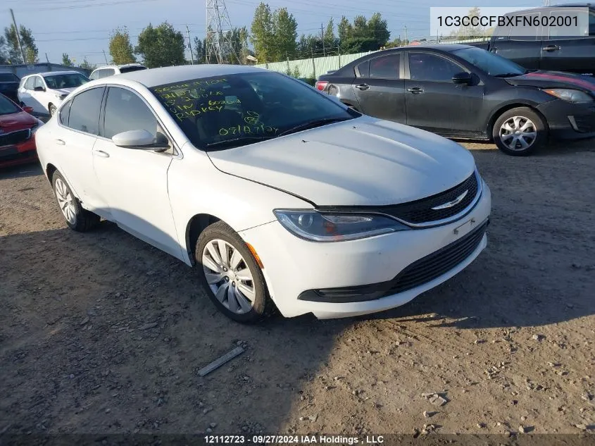 2015 Chrysler 200 Lx VIN: 1C3CCCFBXFN602001 Lot: 12112723