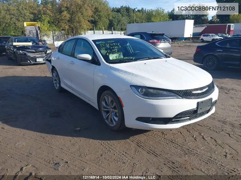 2015 Chrysler 200 S VIN: 1C3CCCBB0FN712108 Lot: 12116914