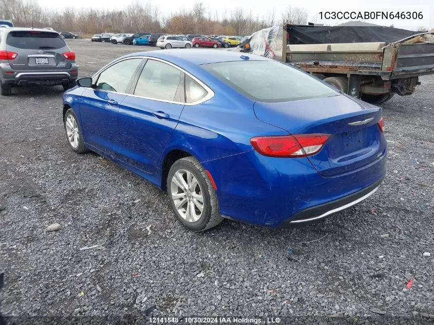 2015 Chrysler 200 Limited VIN: 1C3CCCAB0FN646306 Lot: 12141548