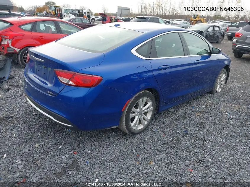 2015 Chrysler 200 Limited VIN: 1C3CCCAB0FN646306 Lot: 12141548