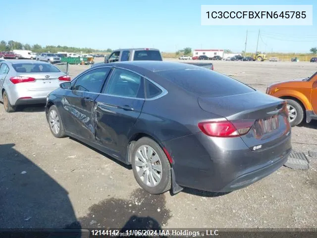 2015 Chrysler 200 Lx VIN: 1C3CCCFBXFN645785 Lot: 12144142