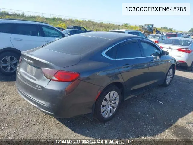 2015 Chrysler 200 Lx VIN: 1C3CCCFBXFN645785 Lot: 12144142